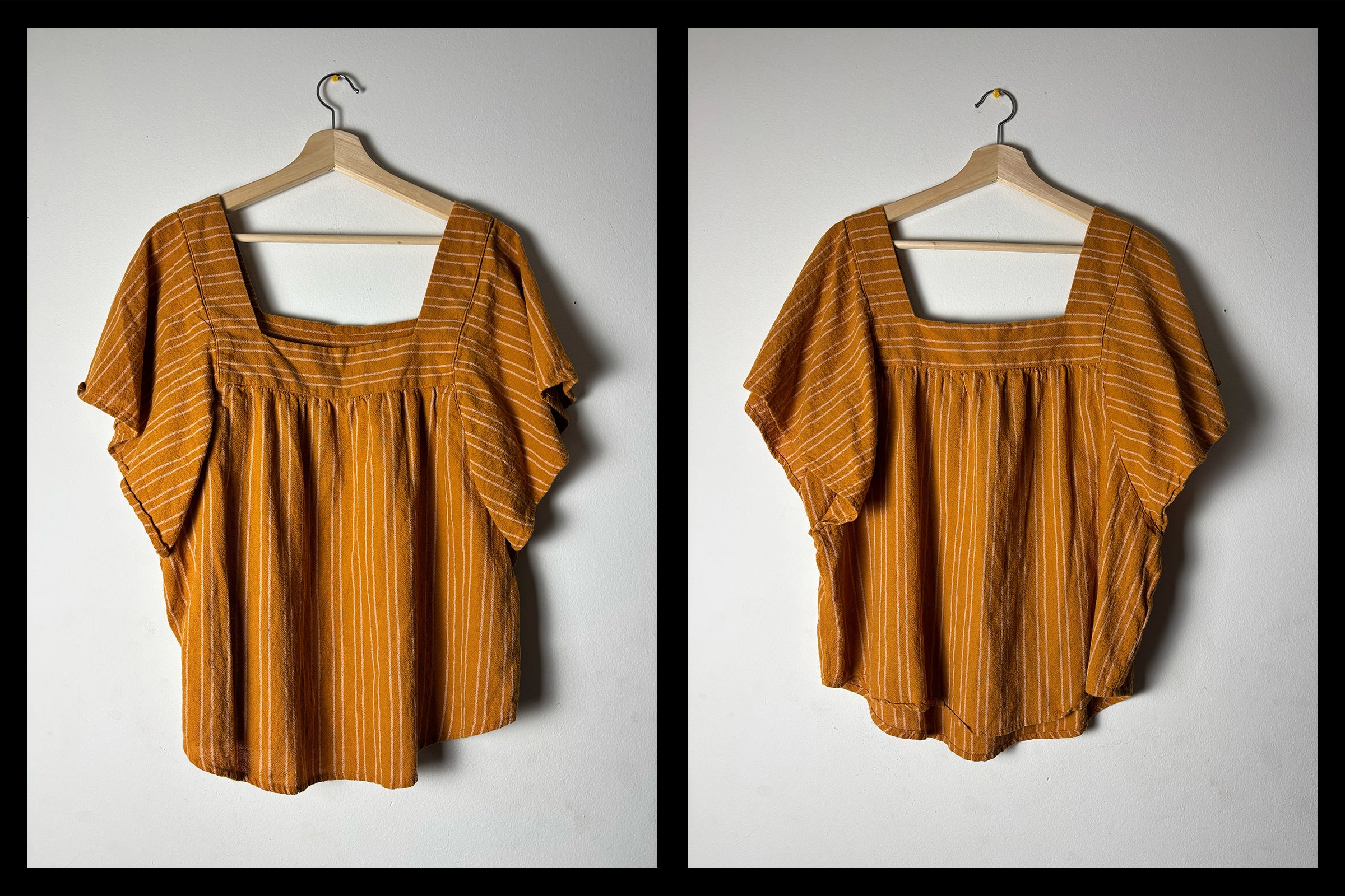 Babydoll Inspired Mustard Orange Stripped Top