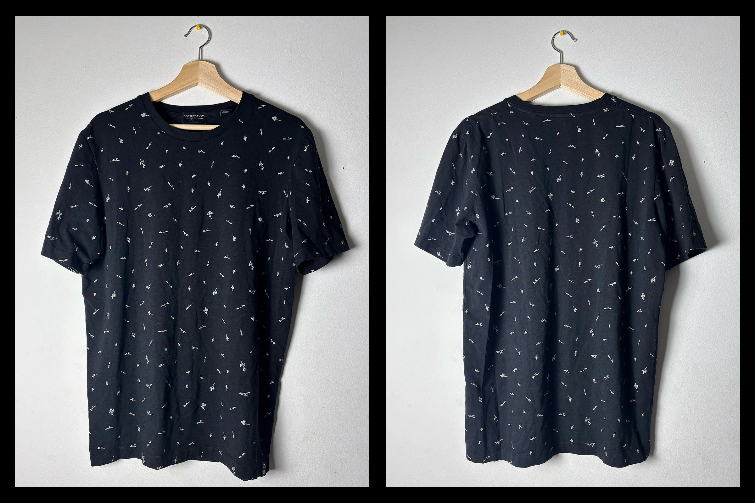 Men’s black shirt with a subtle beige design