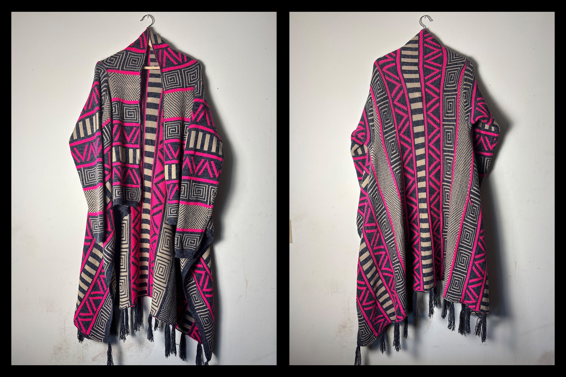 Geometric Striped Poncho